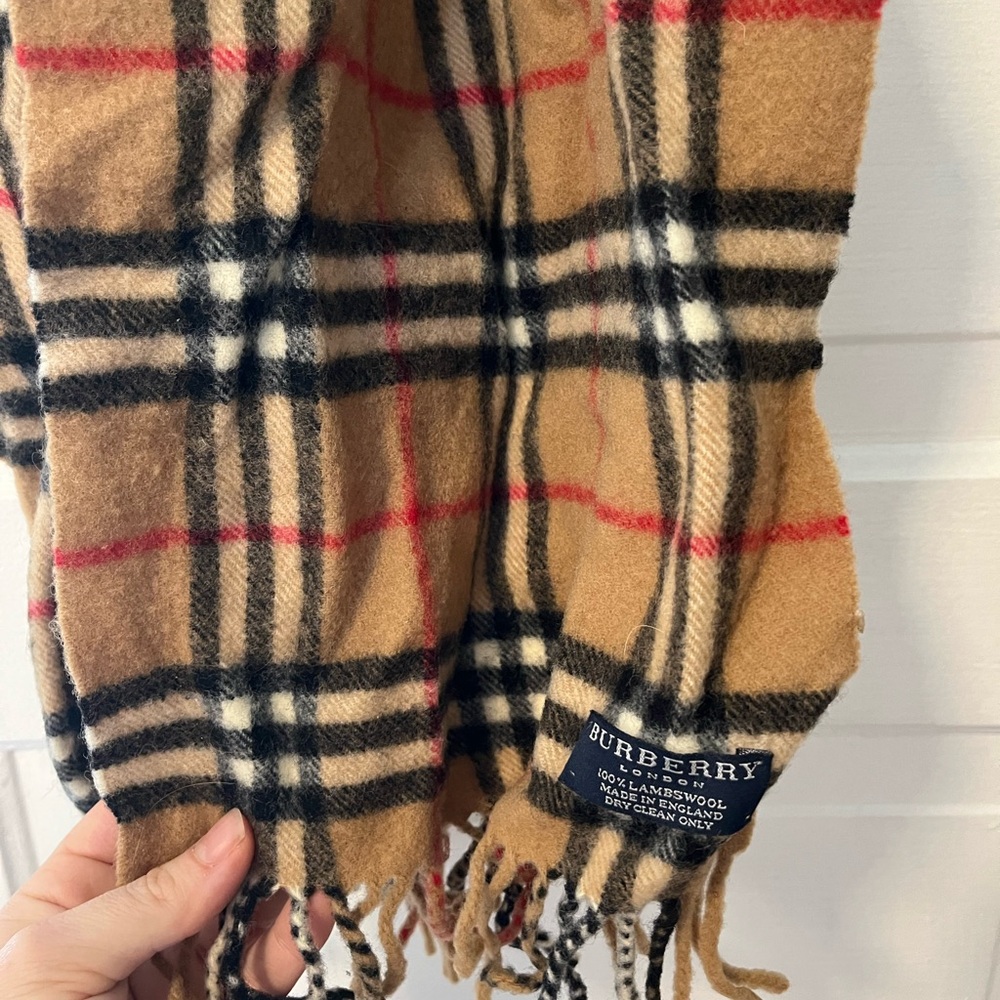 Burberry Tan Plaid Wool Scarf